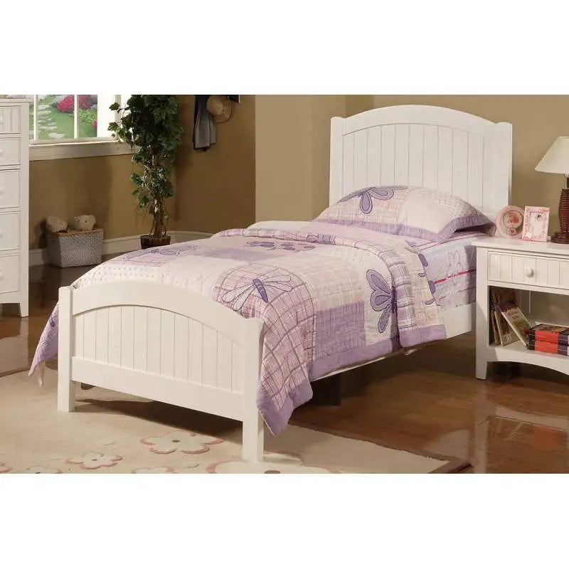 White Color Twin Size Bed Nightstand And Chest 3pc