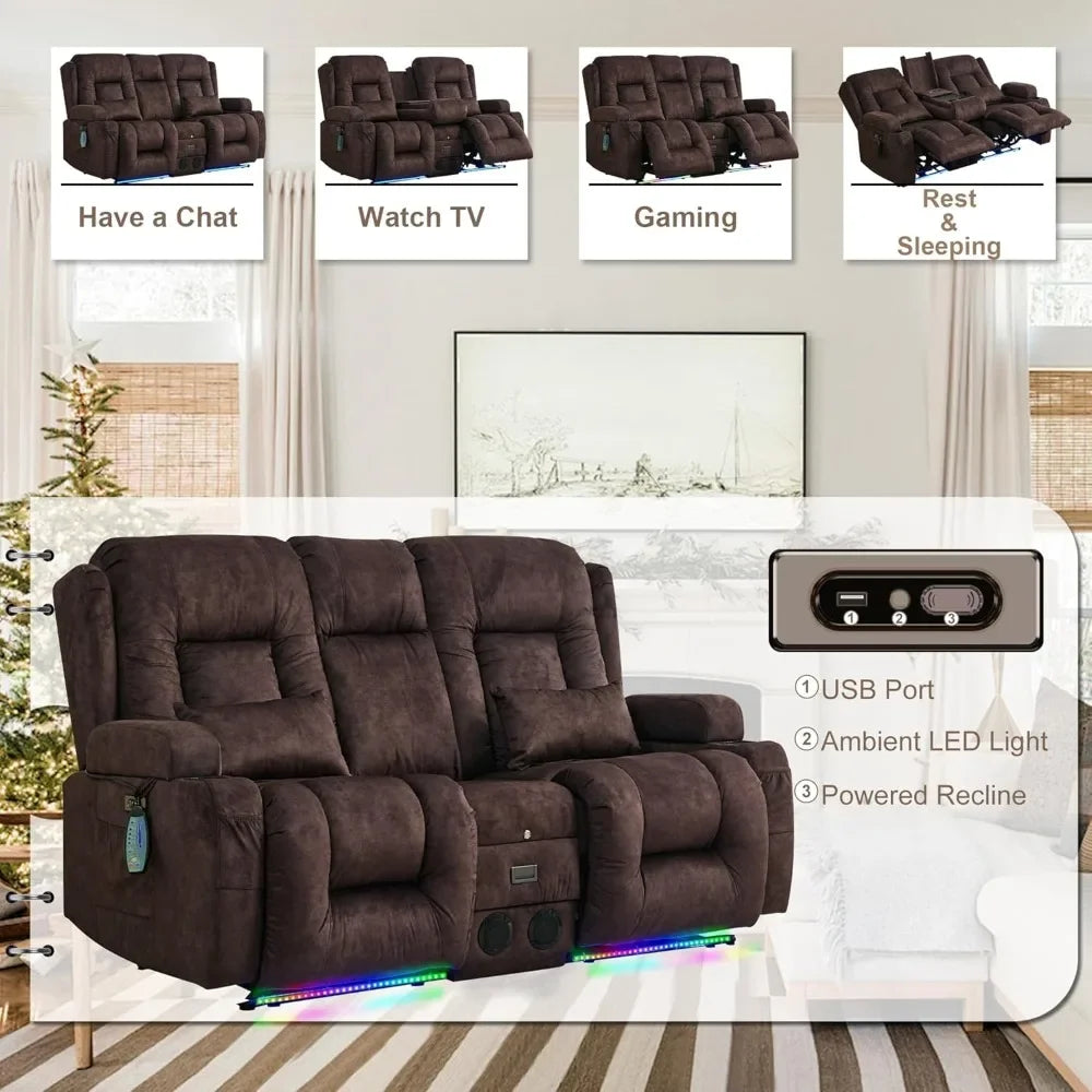 Recliner Sofa with Massage & Heat Home Theater Seating