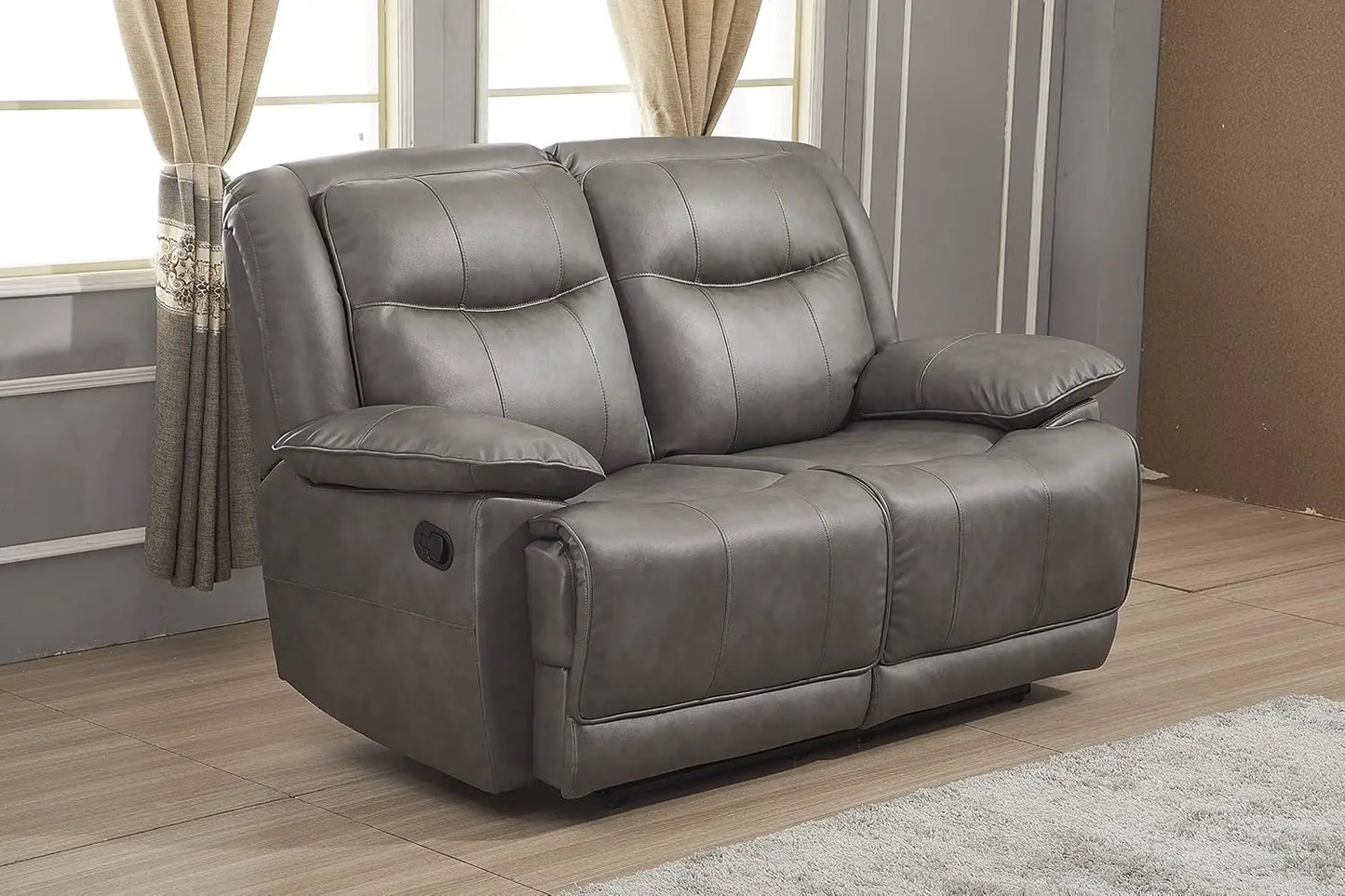 Bonded Leather Reclining Sofa Couch