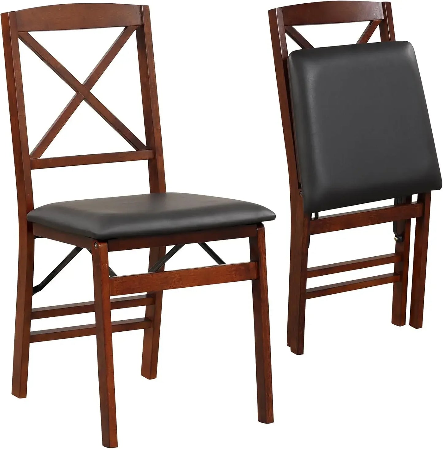 Folding Dining Chairs Set of 4 with Padded Seat, Solid Wood Frame, Max Load 400 Lbs,