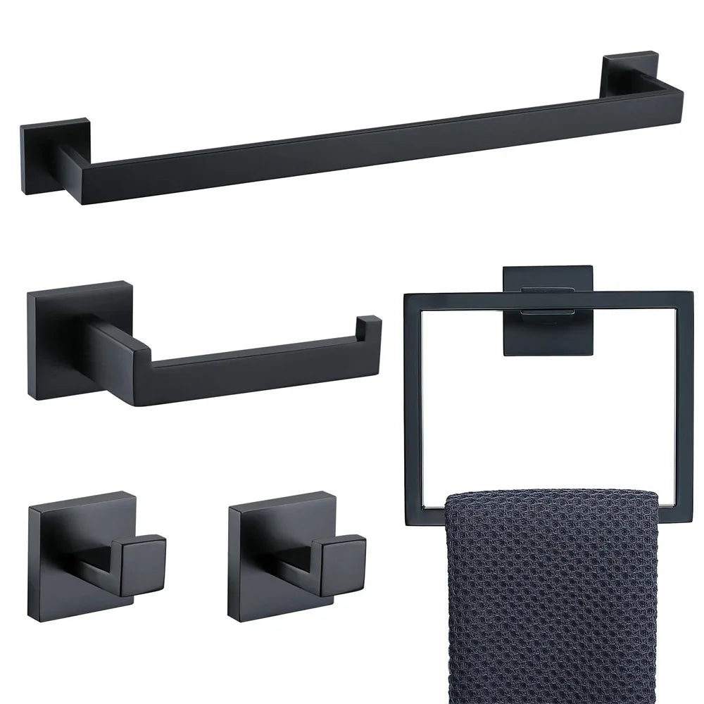 5 Pieces Bathroom Hardware Accessories Set Towel Bar Set Wall Mount