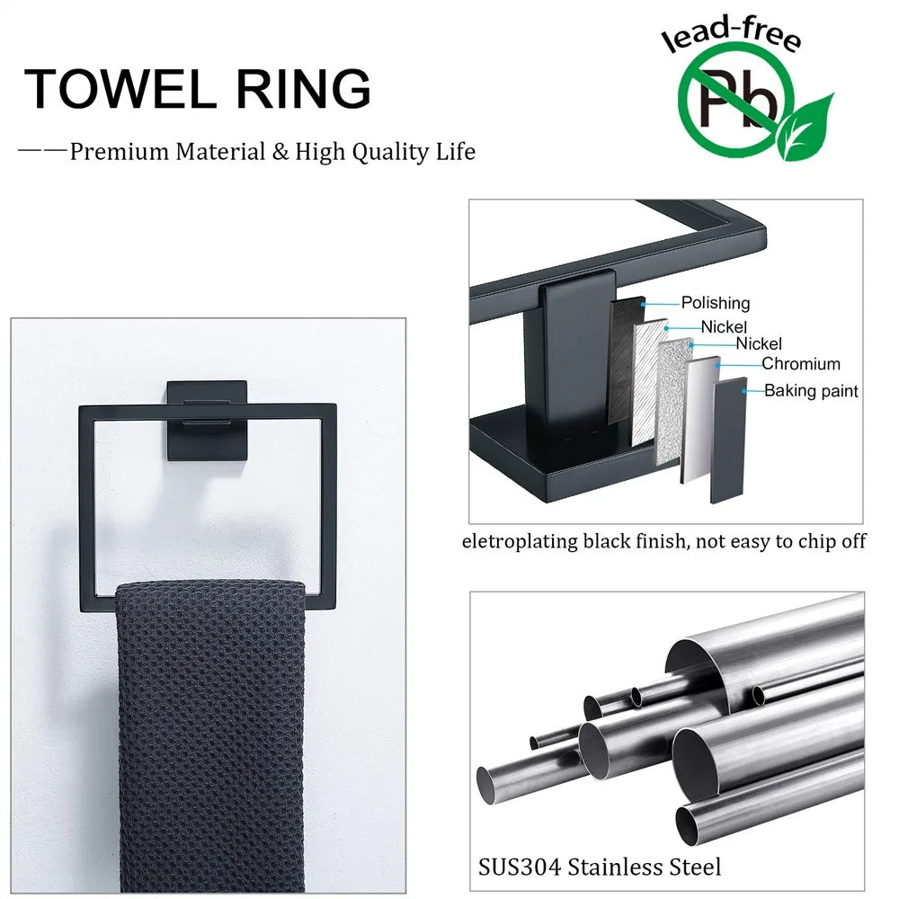 5 Pieces Bathroom Hardware Accessories Set Towel Bar Set Wall Mount