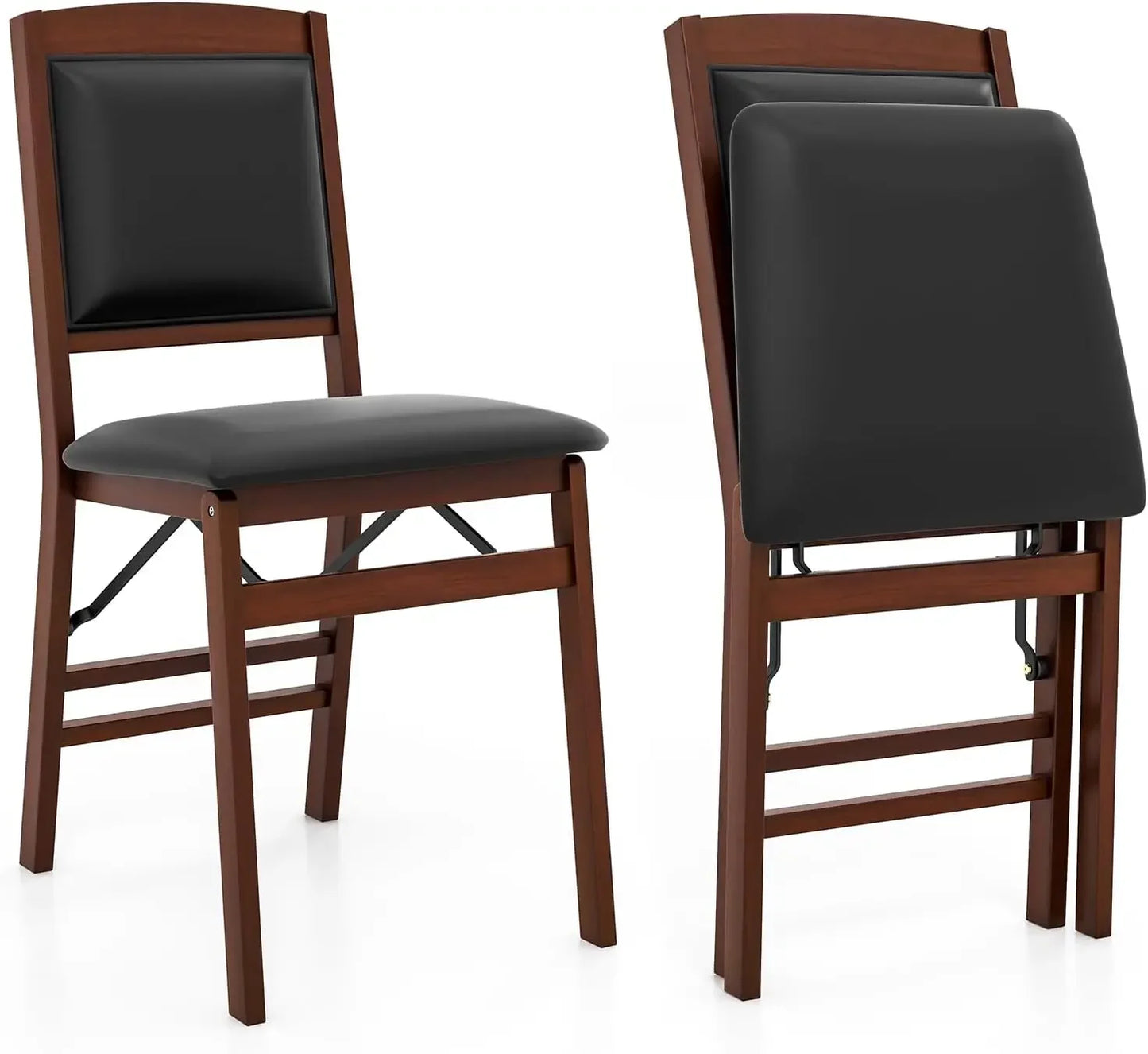 Folding Dining Chairs Set of 4 with Padded Seat, Solid Wood Frame, Max Load 400 Lbs,