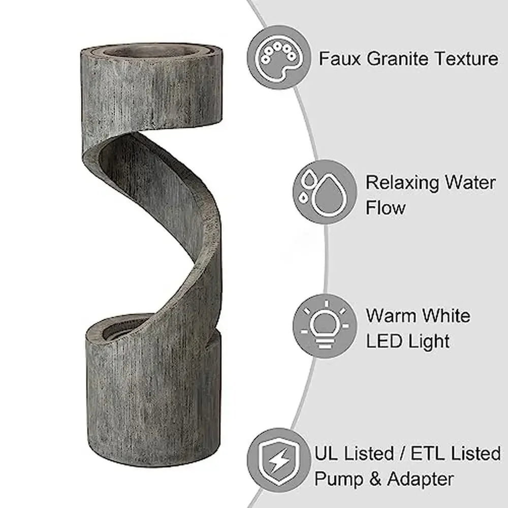 Outdoor Water Fountain Curved Stone Planter