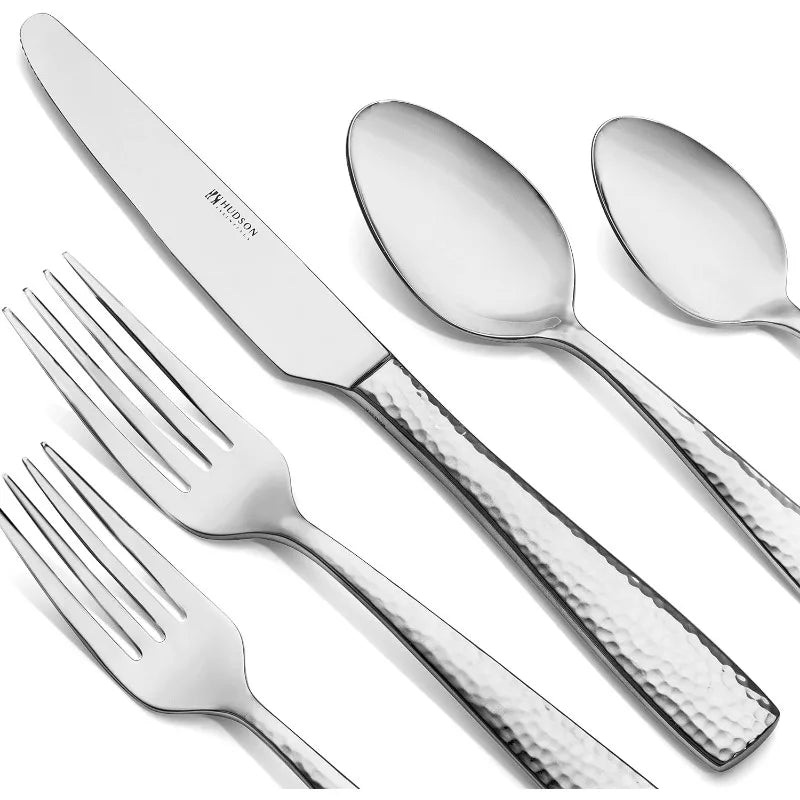 Hudson Essentials 40-Piece Hammered  Stainless Steel