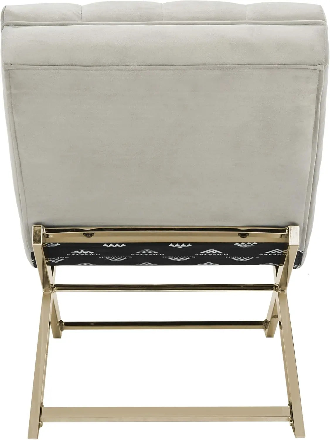 Grey Velvet and Brass Chaise Lounge Chair