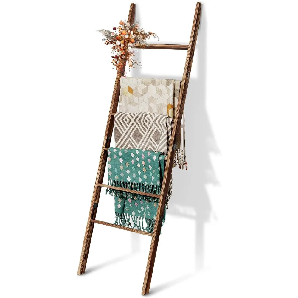 6-Tier Blanket Ladder Wooden