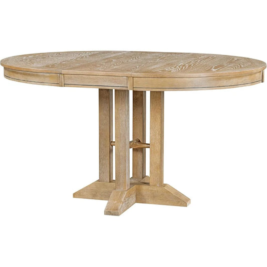 Farmhouse Round Extendable Dining Table with Removable Leaf