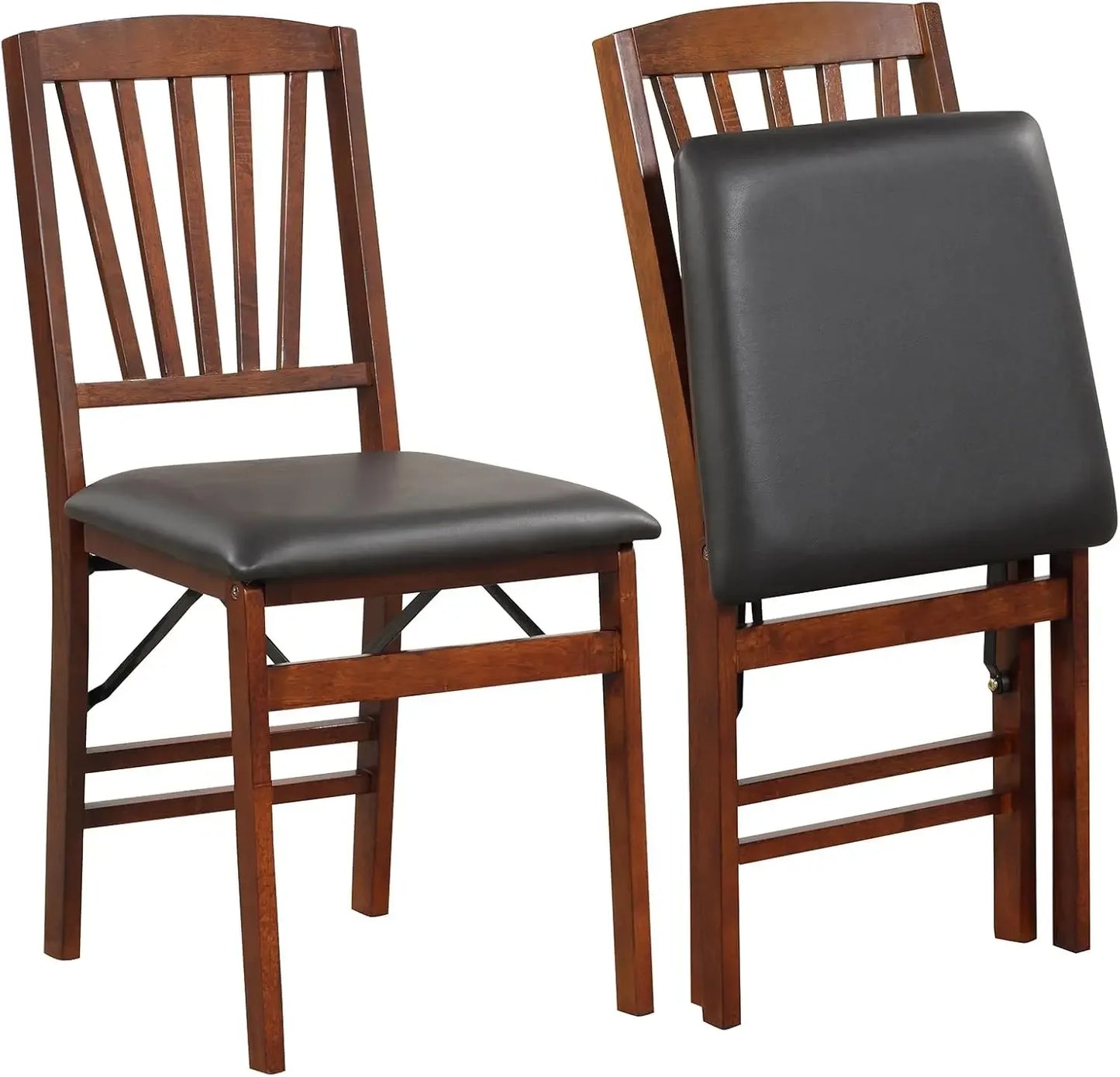 Folding Dining Chairs Set of 4 with Padded Seat, Solid Wood Frame, Max Load 400 Lbs,