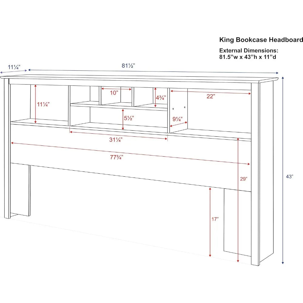 King Size Bed Headboard:with Bookcase Freestanding