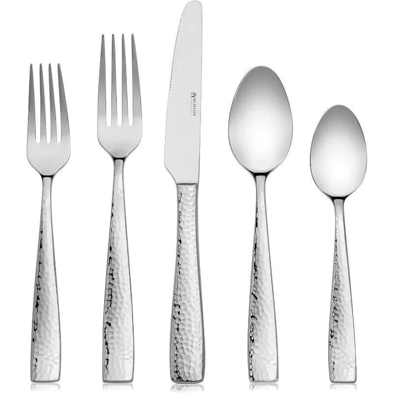 Hudson Essentials 40-Piece Hammered  Stainless Steel